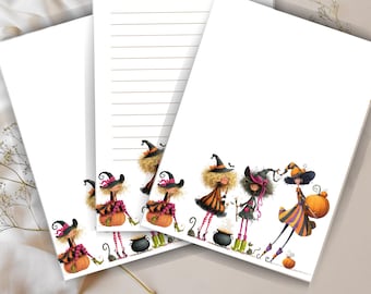 Kit de cartas de bruja de Halloween: Papelería imprimible para amigos por correspondencia (Descarga PDF + PNG)