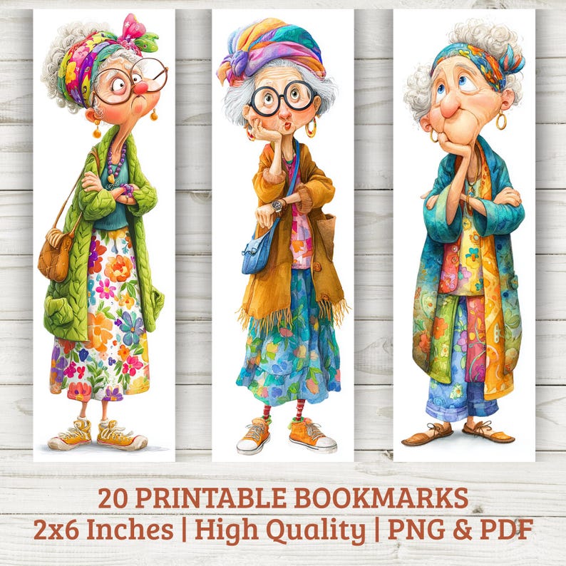 Funny Grandma Bookmarks: Watercolor Designs (digital Download) - Etsy