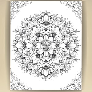 Floral Mandala Coloring Pages: Printable Mindfulness Art for Adults - 100 A4 Designs PDF image 16
