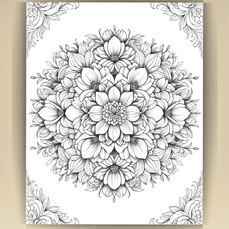 Floral Mandala Coloring Pages: Printable Mindfulness Art for Adults - 100 A4 Designs PDF image 16