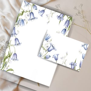 Conjunto elegante de cartas Bluebell, folhas de papelaria pautadas ou sem pauta, kit para escrever cartas, kit para amigos por correspondência, kit para amigos por correspondência, suprimentos para amigos por correspondência
