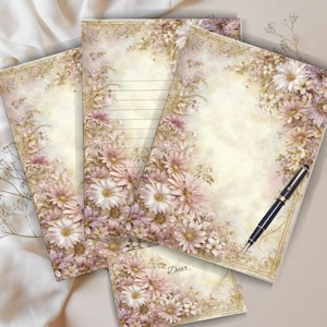 Vintage Floral Stationery Set: Printable Letter Writing Kit (PDF & PNG Files