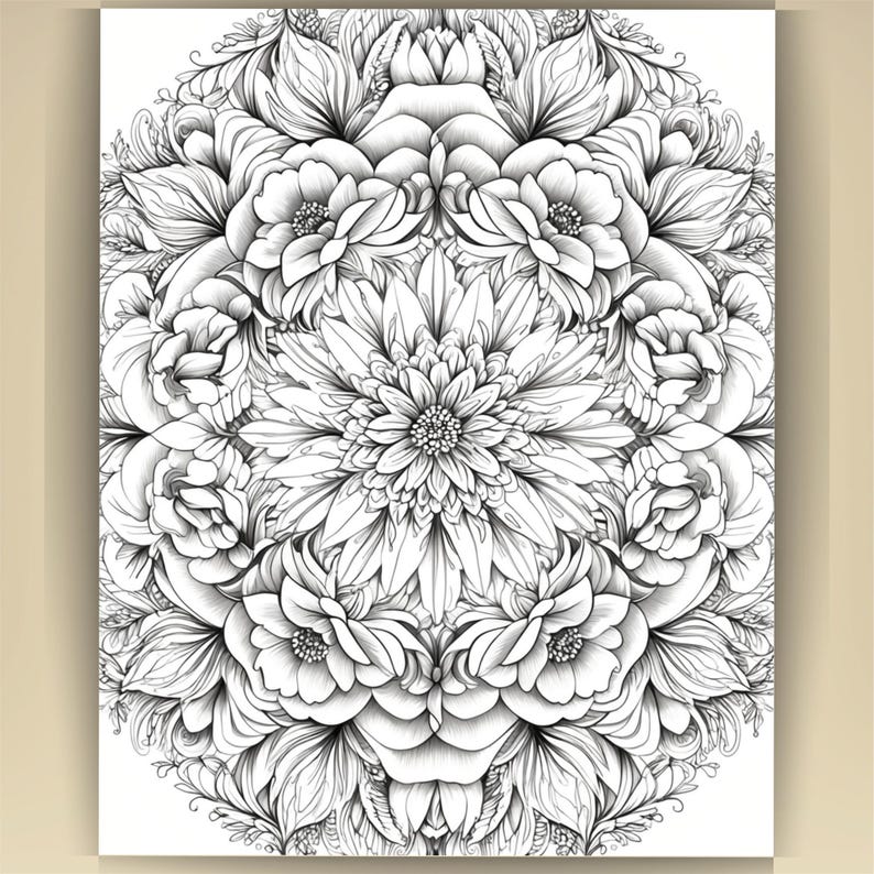 Floral Mandala Coloring Pages: Printable Mindfulness Art for Adults - 100 A4 Designs PDF image 2
