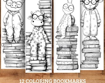 Sleepy Animals Coloring Bookmarks: Printable DIY Bookish Gifts (PDF Download)