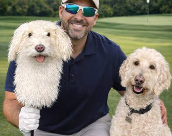 Custom Pet Golf Club Headcover from Photo, Personalized Dog or Cat Driver Cover, Luxury Golf Gift for Pet Lovers， Unique Golf Gift