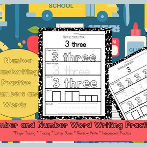 Numbers Handwriting Practice 0-20 | Number and Number Word Tracing ...