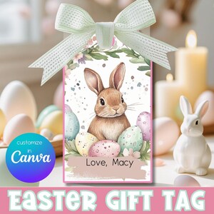 Etiquetas de regalo de Pascua editables para estudiantes y compañeros de trabajo / Etiqueta de golosinas de Pascua / Canasta de Pascua / Etiquetas de golosinas de descarga instantánea / Editar en Canva
