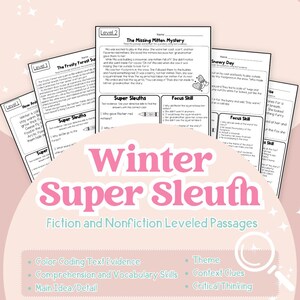 Differentiated Close Reading Passages | January reading activities | ELA Activities | Text Evidence Reading Worksheets for Comprehension