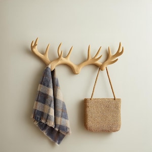 Solid Wood Tree Branch Coat Rack: Rustic Wall Mounted Clothes Hanger