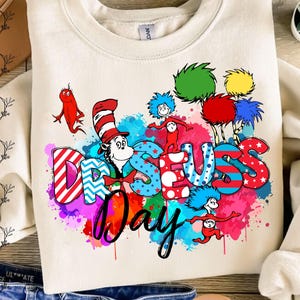 Dr. Seuss Tag, Märchenbuch Liebhaber, niedliches Aquarell Dr. Seuss Design, lustiges Lesen, Schullehrer Png, Kinderbuch Png, Sublimation