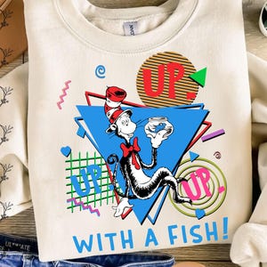 Dr. Seuss Up With a Fish Png, Katze im Hut Retro Png, Lesen über Amerika Png, Lehrer-Lesehemd Png, lustige Schule Png, Buchliebhaber Png