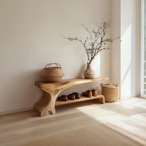 Rustic Reclaimed Wood Entryway Bench Farmhouse Solid Oak Shoe Rack Handmade Hallway Bedside Garden Bench Decor Gift