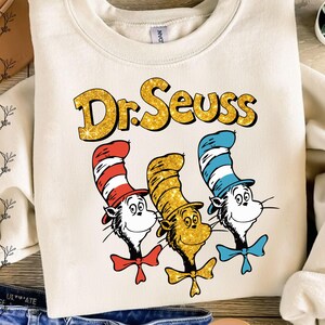 Dr. Seuss Png, Katze im Hut Png, goldener Glitzer Dr. Seuss Png, Lesen in ganz Amerika Png, Lehrer lesen, lustige Schule Png, Buchliebhaber Png