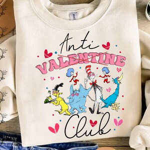 Anti Valentine Cartoon Crew PNG, Dr. Seuss Valentine Png, schrullige Liebe Png, Katze im Hut Png, Retro lustige Charaktere Png Digital
