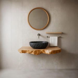 Live Edge Rustic Bathroom Vanity Handmade Wood Bathroom Vanity Wood Farmhouse Vanity for Bathroom Decor Solid Wood Live Edge Sink