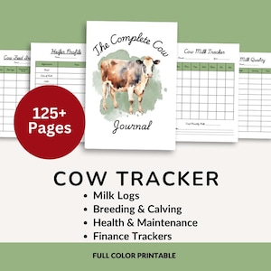 Cow Health Tracker | Calving Log | Milk Log | Meat Tracker | Farm Finances Calendar | Cow Health | Farm Maintenance |