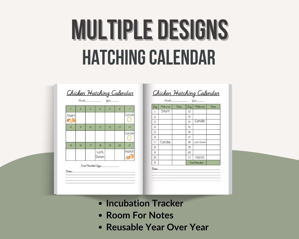 Hatching Record Chicken Hatching and Incubation Log | Incubation Calendar | Homestead ...