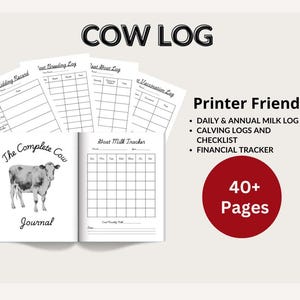 Cow Health Tracker | Calving Log | Milk Log | Meat Tracker | Farm Finances Calendar | Farm Maintenance | Farm Maintenance | Printer Friendly