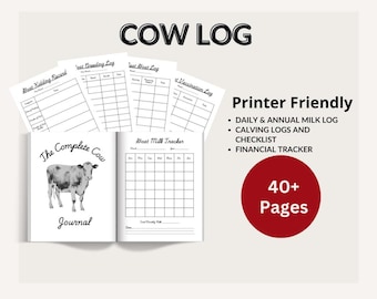 Cow Health Tracker | Calving, Milk & Meat Log (PDF Download)