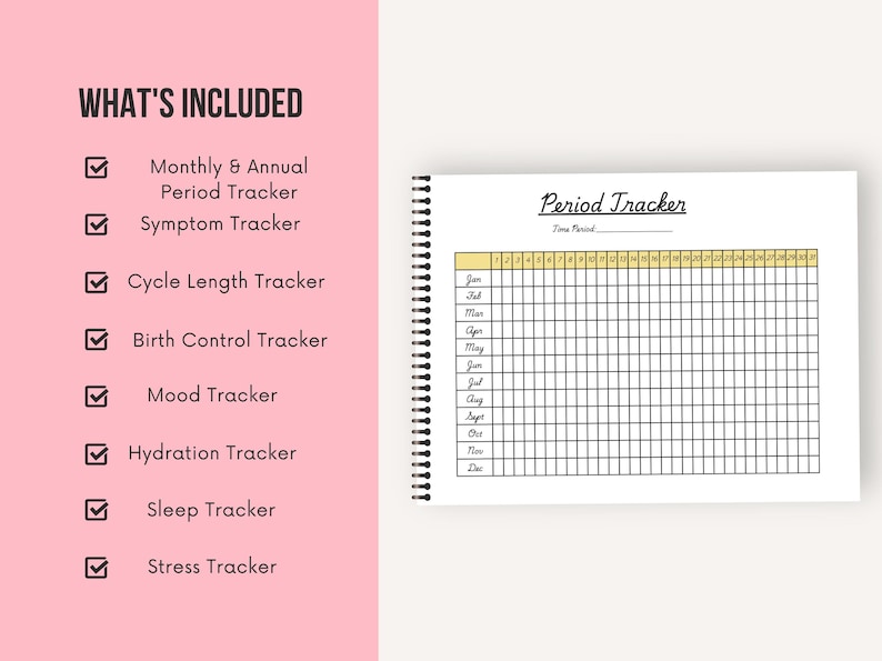 Period Tracker | Cycle, Symptom, Mood & Hydration Logs (digital ...
