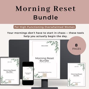 Morning Reset Bundle Printable | Routine Builder + Morning Checklist + Hard Day Protocol | For Overwhelmed Women