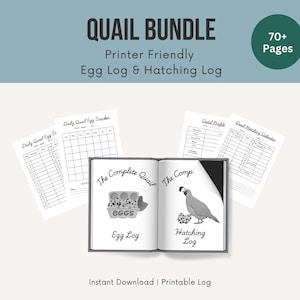 Printer Friendly Quail Egg, Hatching & Incubation Log | Calendar | Egg Tracker | Homestead Management | Farm Record Keeping