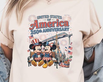 Comfort Colors® USA 250th Anniversary Shirt, Disney July 4th T-shirt, Patriot Mickey And Minnie Tee, Disney Independence Day Castle shirt