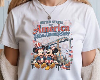 USA 250th Anniversary Shirt, Disney July 4th T-shirt, Patriot Mickey And Minnie Tee, Disney Independence Day Castle shirt