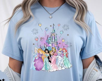 Retro Princess Shirt, Disneyworld Princess Shirt, Disney Princess character Shirt, Disneyland Girls Trip Shirt, Disney Princess Castle Tee