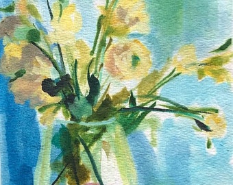 Original Botanical Flower Watercolor Painting by Linda Hunt