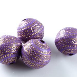 Lavender Gold Etched Acrylic Beads