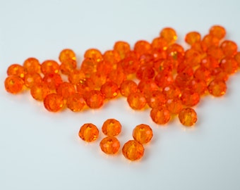 Orange Crystal Beads. Faceted Crystal Rondelle. Faceted Beads. Spacer Beads. Orange Rondelles