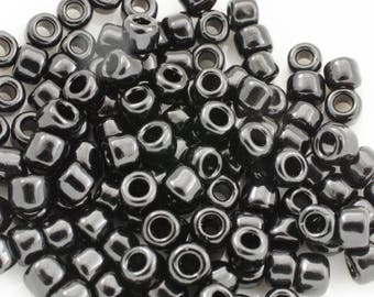 Opaque Black Round Japanese Seed Beads Size 8