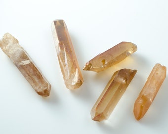 Apricot Copper Fumed Quartz Prism Nuggets Daggers Spike Stick Beads