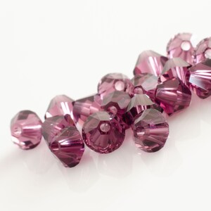 Amethyst Satin Swarovski, Bicone Crystal Beads, 4mm Crystal Beads