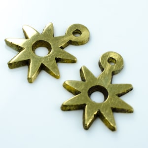 SHIPPING - Brass Star Charms. Star Dangles. Gold Star Charm. Tribal Star. Brass Charm. Celestial Charm