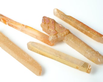 Apricot Copper Fumed Quartz Prism Nuggets Daggers Spike Stick Beads