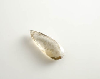 Silver Gray Faceted Chalcedony Long Teardrop Pear Briolette