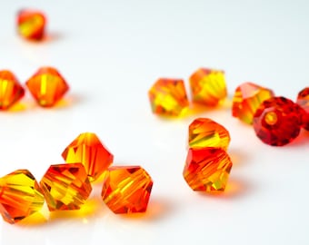 Fire Opal Bicone Crystal Beads