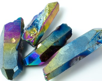 Black Rainbow Fumed Quartz Prism Nuggets Daggers Spike Stick Beads