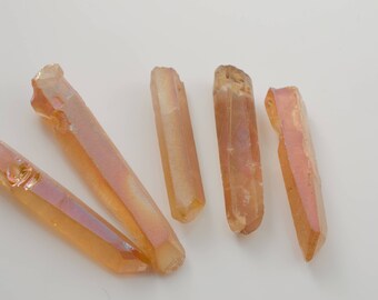 Apricot Copper Fumed Quartz Prism Nuggets Daggers Spike Stick Beads