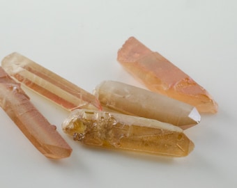 Apricot Copper Fumed Quartz Prism Nuggets Daggers Spike Stick Beads