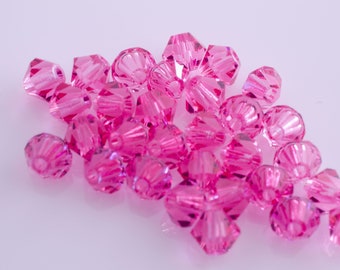 Cuentas bicónicas de rosa de cristal Swarovski. Perlas de rosa. Cuentas de cristal bicono. Cuenta bicono de 4 mm. Swarovski rosa. Cuentas de cristal bicono rosa claro