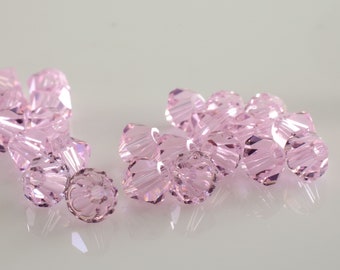 Swarovski Crystal Bicone Beads. Light Rose Beads. Perlas de cristal Bicone de 4 mm.