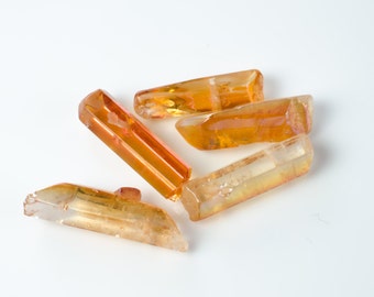 Apricot Copper Fumed Quartz Prism Nuggets Daggers Spike Stick Beads