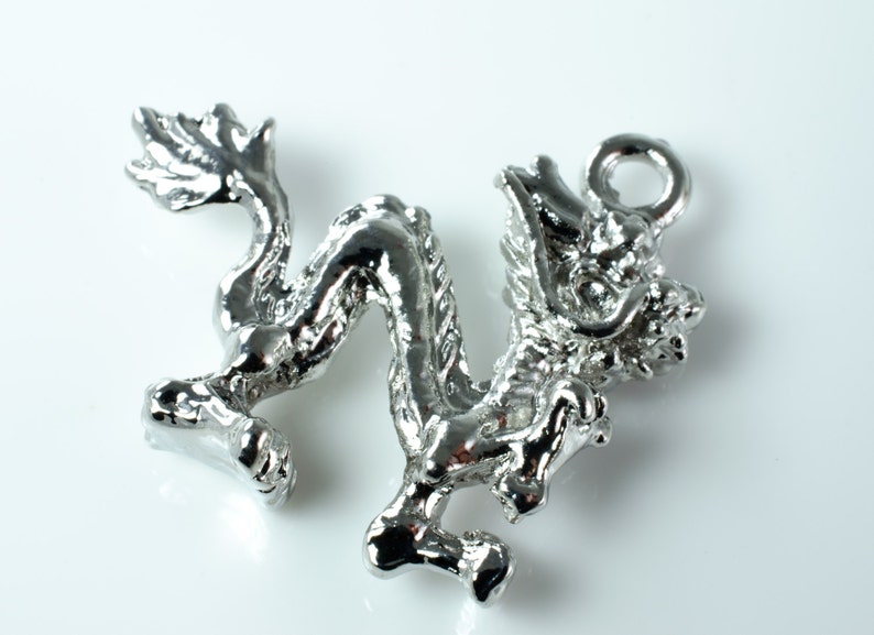 Silver Plate Rampant Dragon Chinese New Year Pendant
