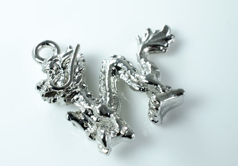 Silver Plate Rampant Dragon Chinese New Year Pendant