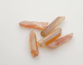 Apricot Copper Fumed Quartz Prism Nuggets Daggers Spike Stick Beads
