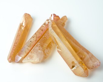 Apricot Copper Fumed Quartz Prism Nuggets Daggers Spike Stick Beads