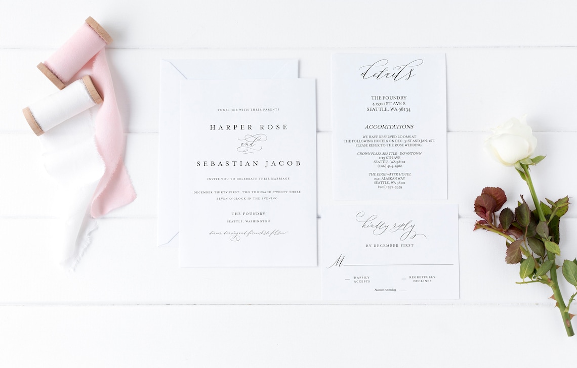 Classic Wedding Enclosure Card Wedding Details Printable Etsy